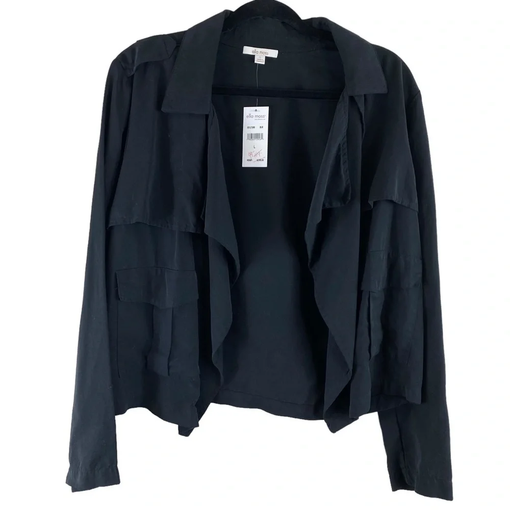 NWT Ella Moss Nella Long Sleeve Open Front Waterfall‎ Cardigan Sz L